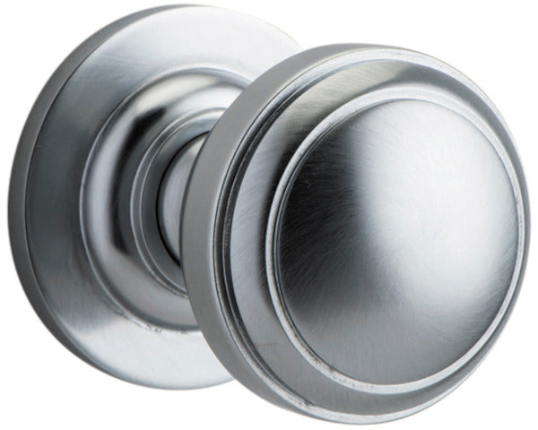 Door Knob Paddington Rose Round Concealed Fix Pair Brushed Chrome D55xP68mm BPD58mm