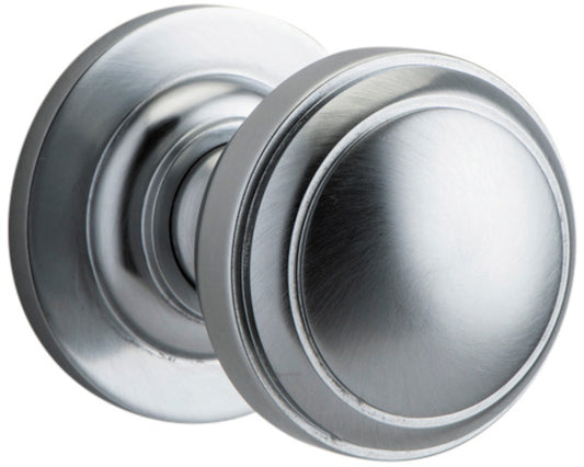 Door Knob Paddington Rose Round Concealed Fix Pair Brushed Chrome D55xP68mm BPD58mm