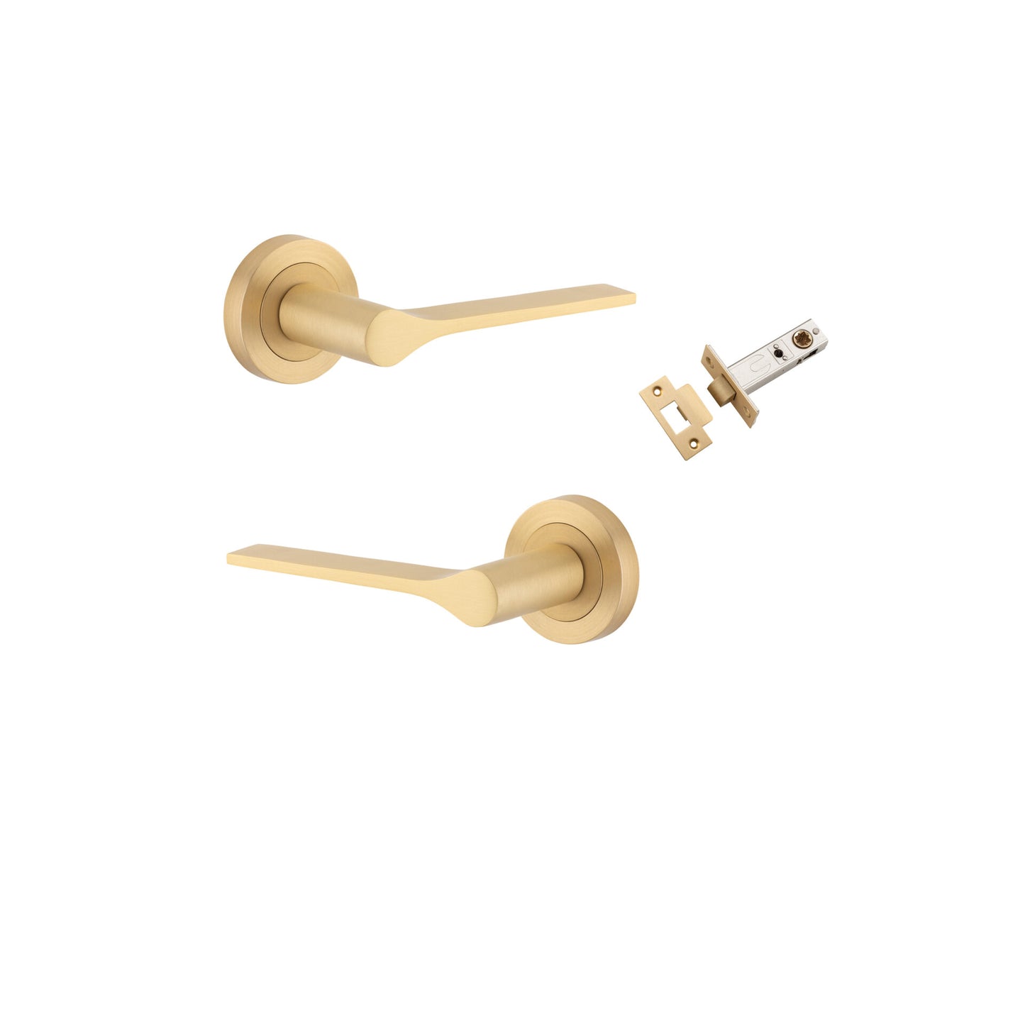 Door Lever Como Rose Round Brushed Brass Passage Kit