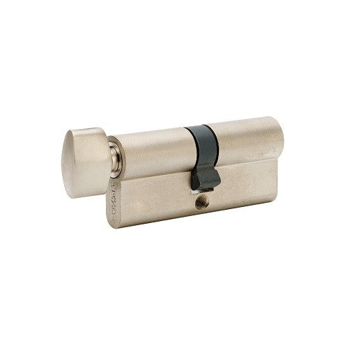 *Euro Cylinder & Turn, 90mm Length - Keyed Alike - Satin Chrome