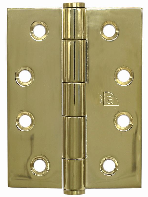 Butt Hinge Fixed Pin inc screws PVD PB 100x75x2.5mm - PVD Brass
