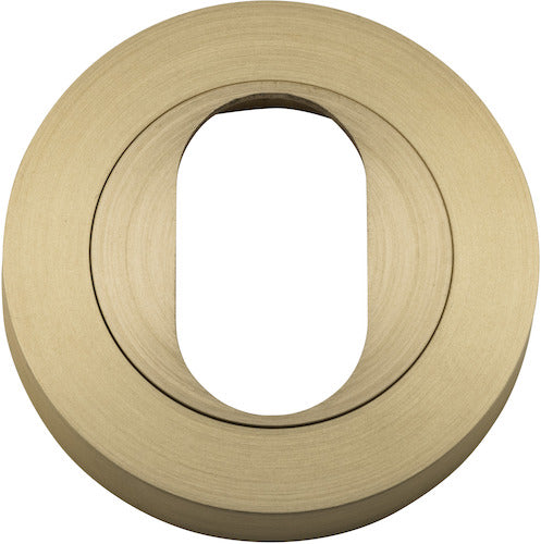 Escutcheon Oval Round Pair Brushed Brass D52xP10mm
