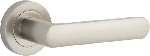 Door Lever Osaka Rose Round Concealed Fix Pair Satin Nickel L120xP55mm BPD52mm