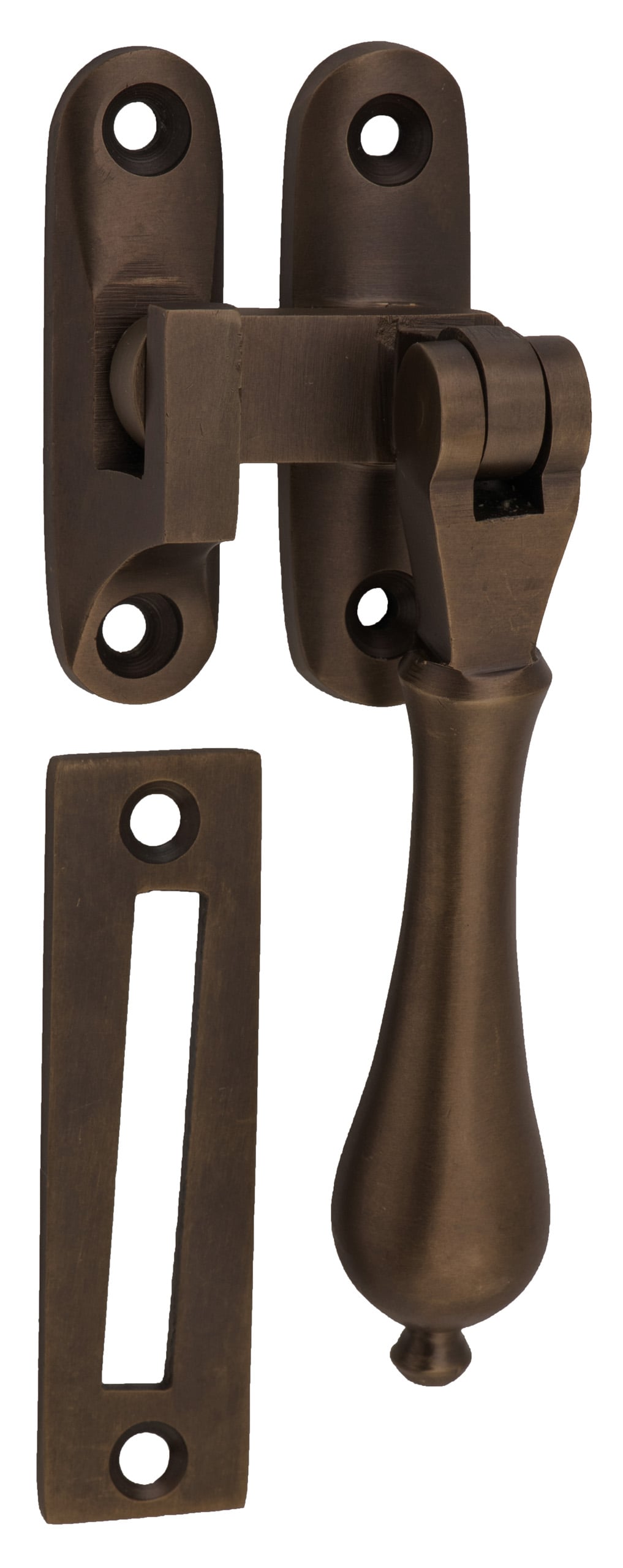 Casement Fastener Teardrop Antique Brass W40xP30mm Drop 95mm