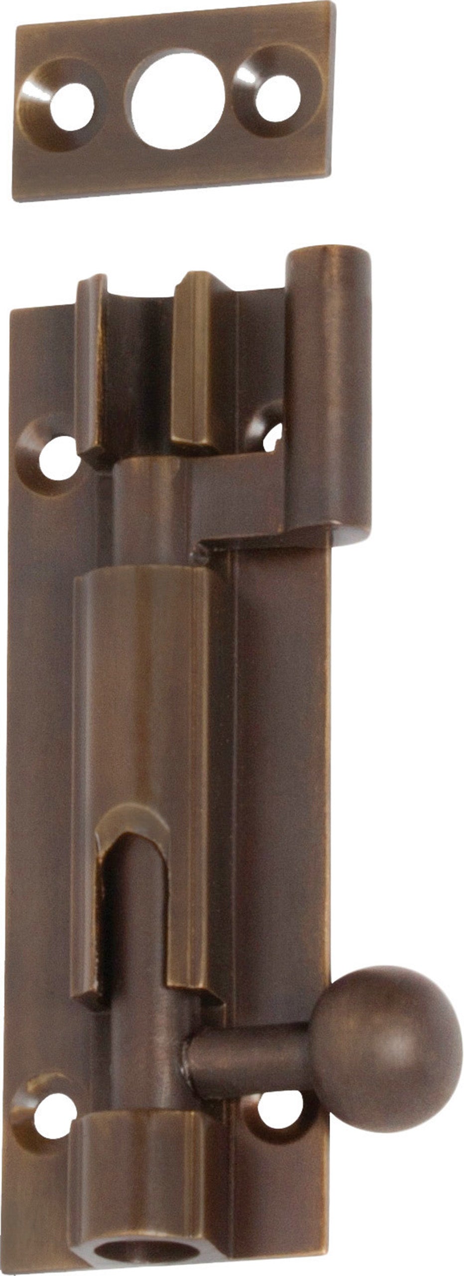 Barrel Bolt Offset Antique Brass L75xW25mm