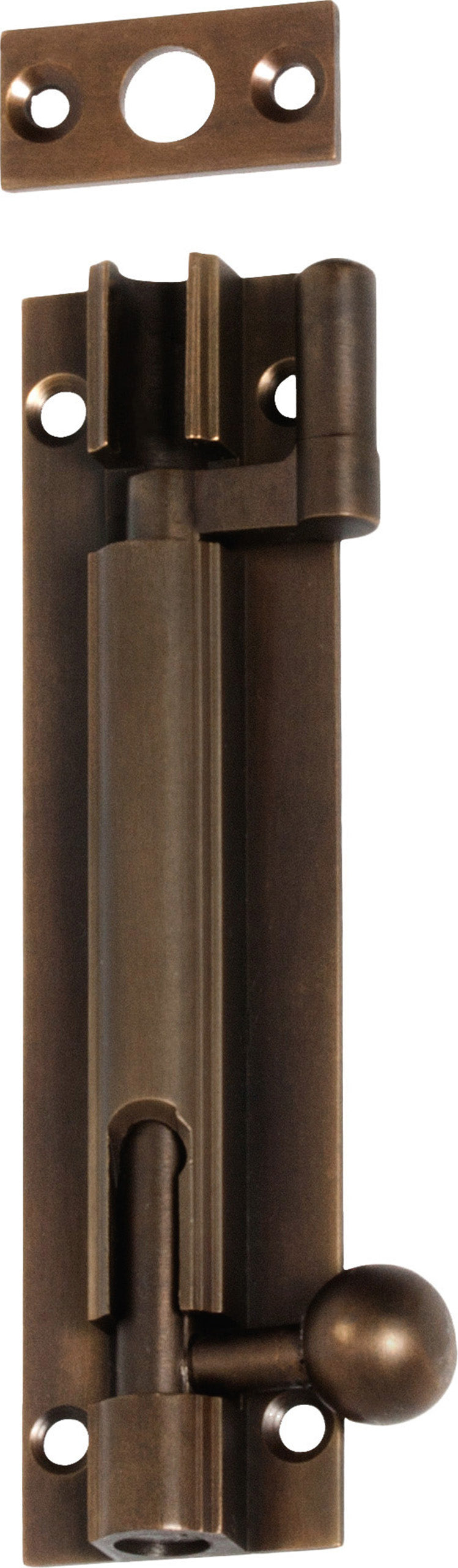 Barrel Bolt Offset Antique Brass L100xW25mm