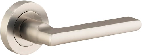 Door Lever Baltimore Rose Round Concealed Fix Pair Satin Nickel L118xP57mm BPD52mm