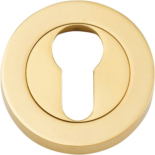 Escutcheon Euro Concealed Fix Round Pair Polished Brass D52xP10mm