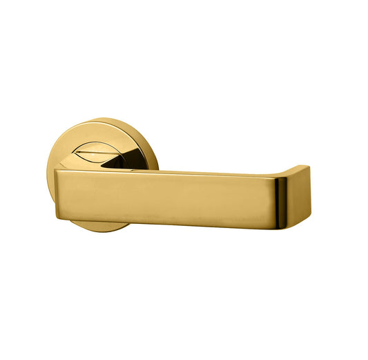 SYMPHONY 90 LEVER ON ROUND ROSE FULL SET - Satin Brass