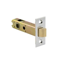 60MM PASSAGE LATCH SQUARE END FACE PLATE & T STRIKE-BRUSHED SC - Satin Chrome