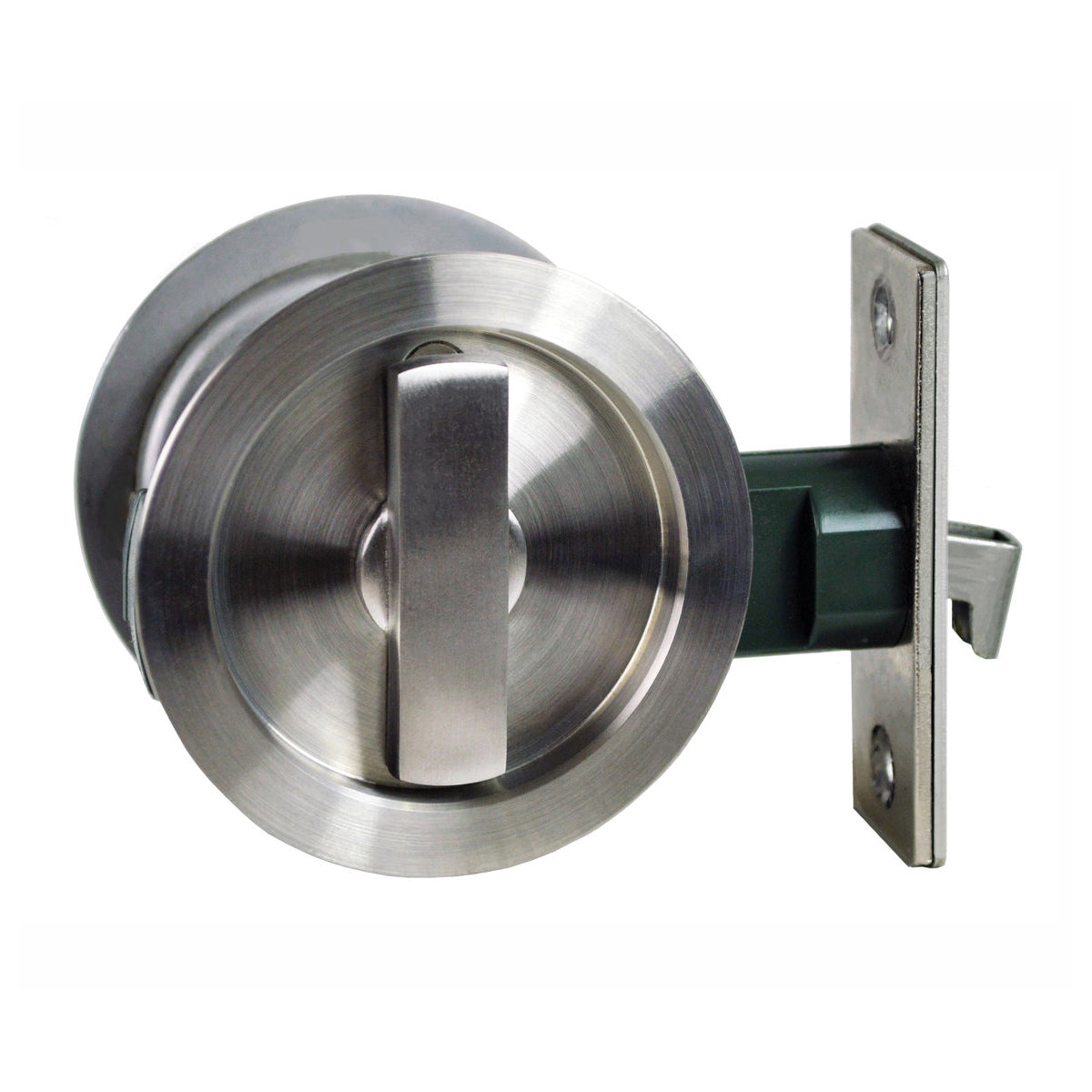 Sliding cavity door round backplate privacy set incl. end pull stainless steel