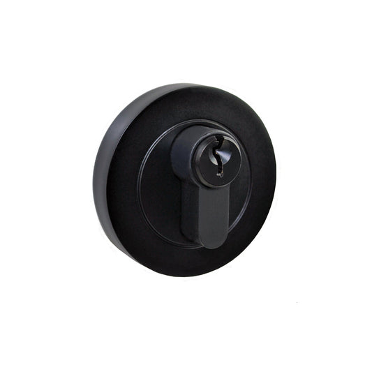Eurobolt double cylinder - Visual Pack - Matte Black - 60/70 Latch - Suits up to 60mm doors - Suits 50mm hole - 54mm dia backplate - Projection 22mm - Matt Black